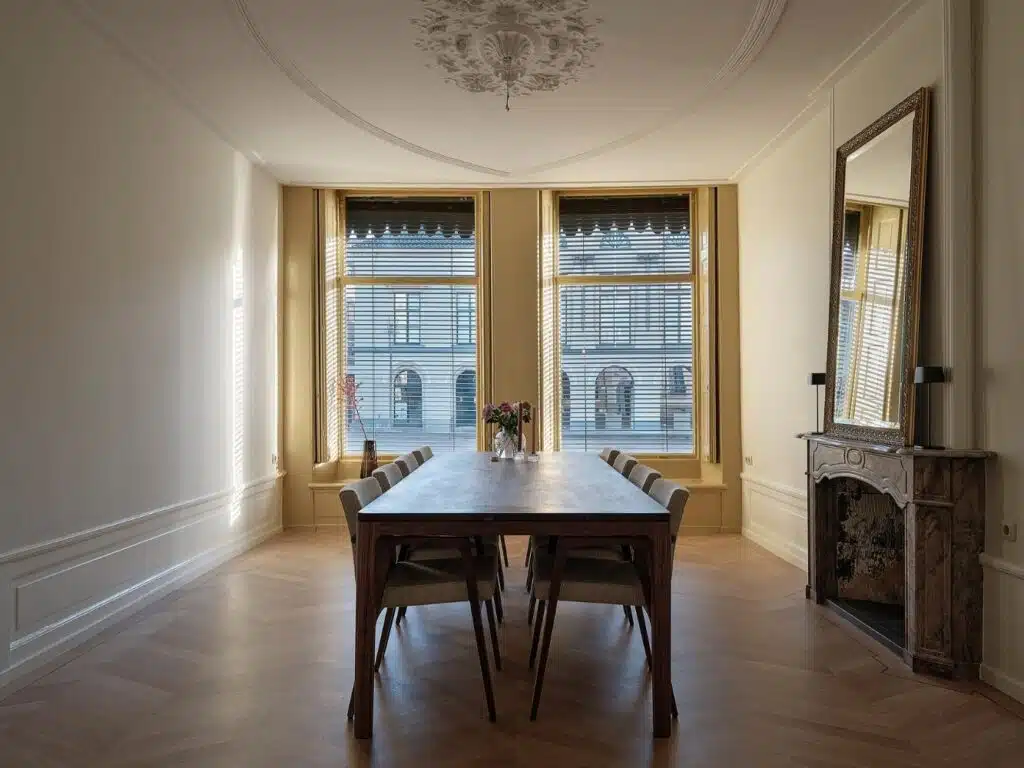 Notenhouten eettafel op maat in het interieur